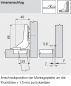 Preview: CLIP top Standardscharnier 107°, hochgekröpft, ohne Feder, Topf: INSERTA