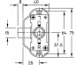 Preview: Drehstangenschloss zum Anschr Dornmaß 25mm, Plattenstärke 22mm, r/l