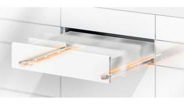 LEGRABOX Korpusschiene mit TIP-ON, Vollauszug, 40 kg, NL=550  mm, mit Kupplung, li/re