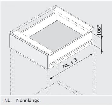 blum LEGRABOX pure Zarge M=90,3mm, NL=600 mm, polarsilber matt