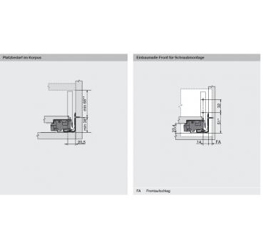 blum LEGRABOX pure Zarge M=90,3mm, NL=600 mm, polarsilber matt