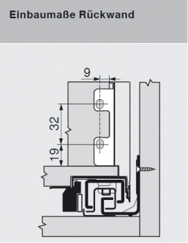 LEGRABOX Holzrückwandhalter, Höhe M=102 mm, terraschwarz