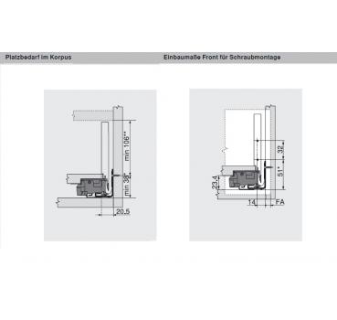 blum LEGRABOX pure Zarge K=128,3mm, NL=550 mm, polarsilber matt