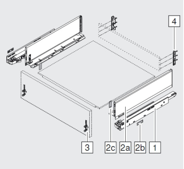 blum LEGRABOX pure Zarge K=128,3mm, NL=450 mm, Inox
