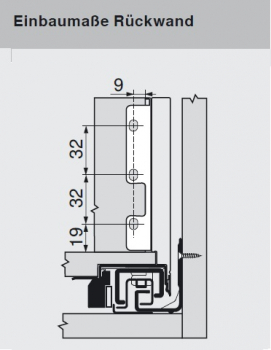 LEGRABOX Holzrückwandhalter, Höhe K=140 mm, oriongrau