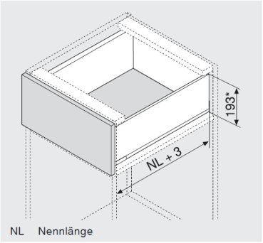 blum LEGRABOX pure Zarge C=176,8mm, NL=350 mm, seidenweiß matt