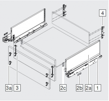 blum LEGRABOX pure Zarge C=176,8mm, NL=400 mm, seidenweiß matt