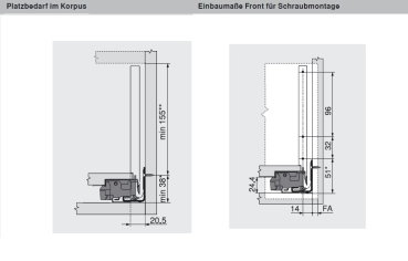 blum LEGRABOX pure Zarge C=176,8mm, NL=400 mm, seidenweiß matt