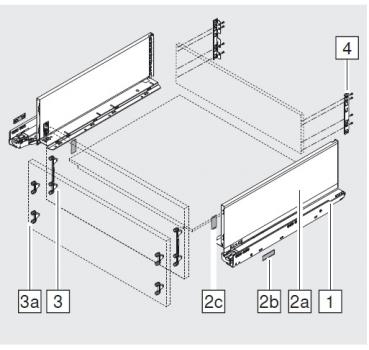 blum LEGRABOX pure Zarge C=176,8mm, NL=450 mm, seidenweiß matt