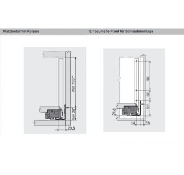 blum LEGRABOX pure Zarge C=176,8mm, NL=450 mm, seidenweiß matt