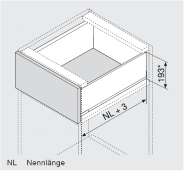 blum LEGRABOX pure Zarge C=176,8mm, NL=300 mm, oriongrau matt