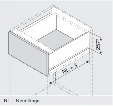 blum LEGRABOX pure Zarge F=239,9mm, NL=450 mm, seidenweiß matt 770F4502S