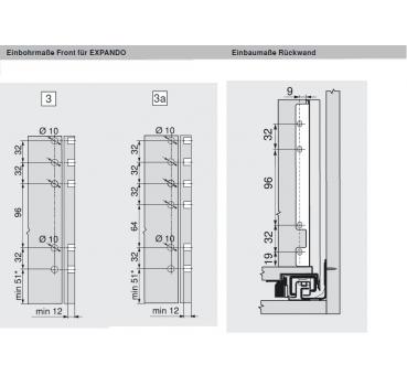 blum LEGRABOX pure Zarge F=239,9mm, NL=600 mm, oriongrau matt 770F6002S