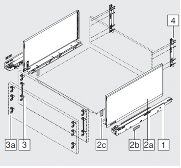 blum LEGRABOX pure Zarge F=239,9mm, NL=450 mm, terraschwarz matt 770F4502S