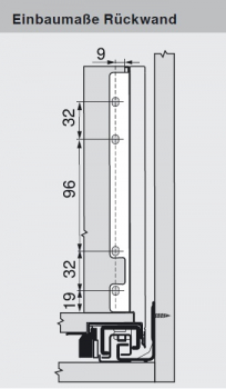 LEGRABOX Holzrückwandhalter, Höhe F=253 mm, oriongrau ZB7F000S