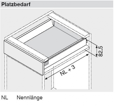 TANDEMBOX antaro Zarge N=68mm, NL=500 mm, seidenweiß, 378N5002SA