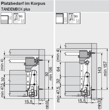 TANDEMBOX Seitenstabilisierung - nach oben gebaut, NL=500mm, Vollauszug, Schubkasten/Frontauszug ZST.500BA