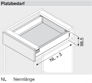 TANDEMBOX antaro Zarge M=83mm, NL=350mm, seidenweiß 378M3502SA