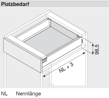 TANDEMBOX antaro Zarge M=83mm, NL=350mm, RAL 9006 weißaluminium 378M3502SA