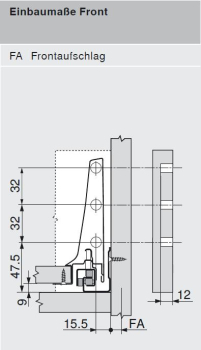 TANDEMBOX antaro Zarge K=115mm, NL=650mm, seidenweiß 378K6502SA