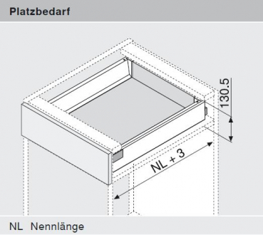 TANDEMBOX antaro Zarge K=115mm, NL=300mm, RAL 9006 weißaluminium 378K3002SA