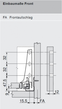 TANDEMBOX antaro Zarge K=115mm, NL=300mm, RAL 9006 weißaluminium 378K3002SA
