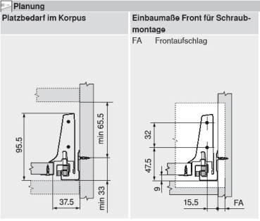 Frontauszug Schubkasten-Bausatz, Tandembox Antaro, Zargenhöhe 83 mm, Systemhöhe M, mit Korpusschiene 30/65 kg für Tip-On-Blumotion