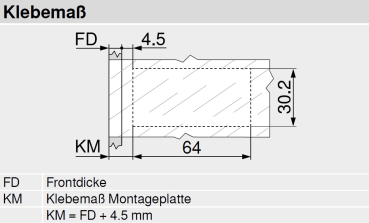 CRISTALLO-Montageplatte, zum Kleben, für Glas- und Spiegelseiten, gerade, Zink, HV: 2-teilig, 175M4C20N