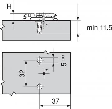 CLIP Montageplatte, 0 mm, Stahl, EXPANDO, HV: Exzenter, Onyxschwarz