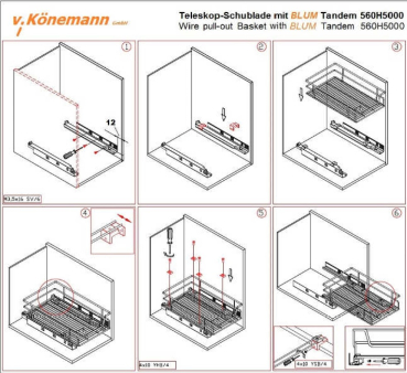 Teleskopschublade, XXL-Korb, KB 400 mm, Tiefe 500mm, mit BLUM TANDEM Blumotion Softclose-System