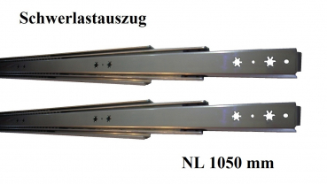 Set Kugelvollauszug Teleskopauszug Schwerlastauszug bis 110 kg, 70 kg bei 1050mm