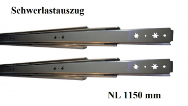 Set Kugelvollauszug Teleskopauszug Schwerlastauszug bis 110 kg, 65 kg bei 1150mm