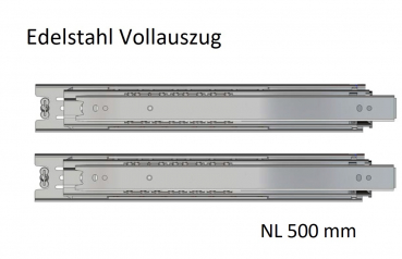 Edelstahl Kugelvollauszug Teleskopauszug bis 50 kg, 43 kg bei 500mm