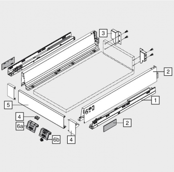 TANDEMBOX antaro Vorderstück ohne Nut, bis KB=1200mm, zum Ablängen, seidenweiß/terraschwarz/weißgrau