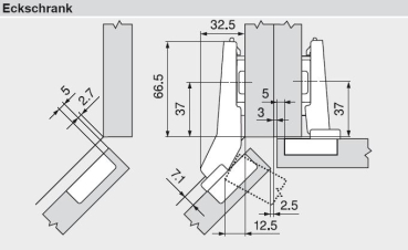 CLIP top BLUMOTION Winkelscharnier 45° II, aufschlagend, Topf: Schrauben