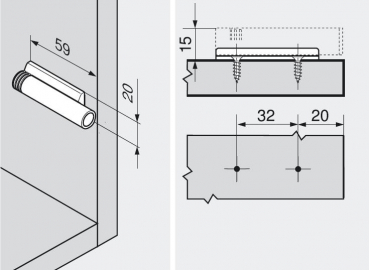 BLUMOTION Adapterplatte, gerade (20/32), Kunststoff, Spax-Schrauben