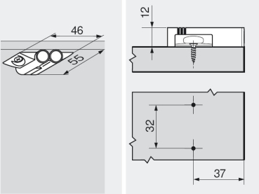 BLUMOTION Doppeladapterplatte, kreuz (37/32), Kunststoff, Spax-Schrauben