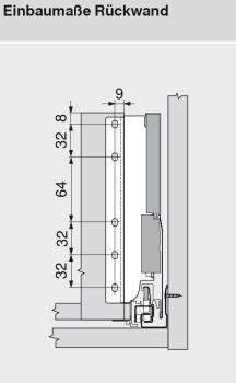 TANDEMBOX antaro Holzrückwandhalter, Höhe D=224 mm, seidenweiß, Z30D000SL