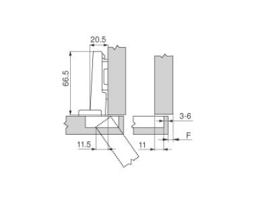 CLIP top Standardscharnier 120°, gerade, mit Feder, Topf: INSERTA