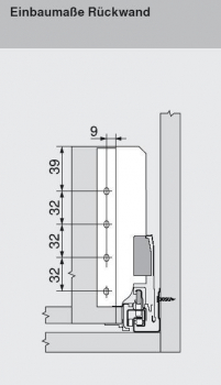 TANDEMBOX Holzrückwandhalter, Höhe C=192mm, seidenweiß Z30C000S