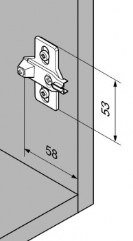 MODUL Montageplatte, kreuz, 3 mm, Stahl, Spax-Schrauben, HV: Langloch