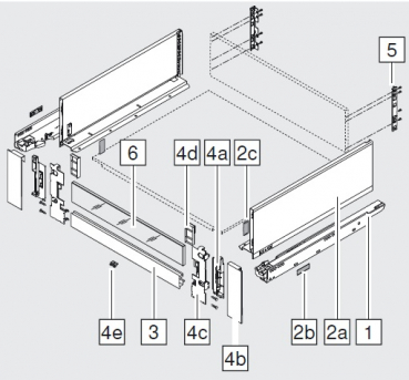 LEGRABOX pure Fronthalter, Höhe C, für Innenschubkasten mit Einschubelement, li/re seidenweiß/oriongrau/polarsilber/terraschwarz/carbonschwarz/Inox