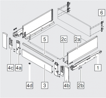 LEGRABOX Querreling, für Innenauszug, bis KB=1200 mm, zum Ablängen, seidenweiß/oriongrau/polarsilber/terraschwarz/elox.