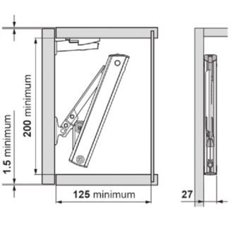 AVENTOS HK-XS Hochklappe, Kraftspeicher, LF=200-1000 (Kraftspeicher einseitig)