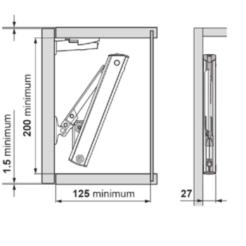 Aventos HK-XS TIP-ON für Hochklappen Leistungsfaktor 180-800