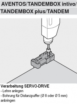 Bohrlehre für Distanzpuffer AVENTOS, TANDEMBOX, TANDEM Mietgerät