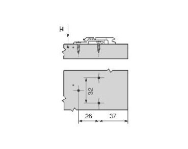 CLIP Montageplatte, 0 mm, Zink, Spax-Schrauben, HV: 2-teilig