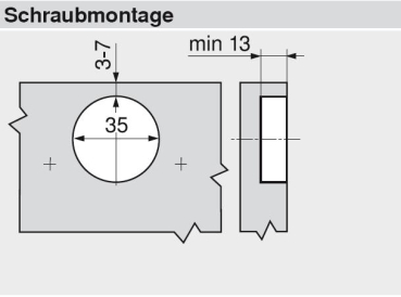 CLIP top BLUMOTION Standardscharnier 110°, hochgekröpft, mit Feder, Topf: Schrauben