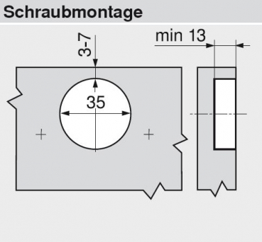 CLIP top BLUMOTION Stollenscharnier 95°, 3 mm gekröpft, Topf: Schrauben