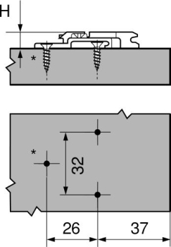 CLIP Montageplatte, 18 mm, Zink, Spax-Schrauben, HV: 2-teilig